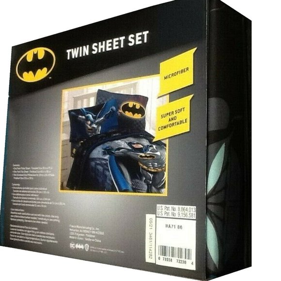 new Batman Guardian Speed Super-Soft 3-piece Twin Sheet Set - Black, Gray, Blue - Picture 3 of 15